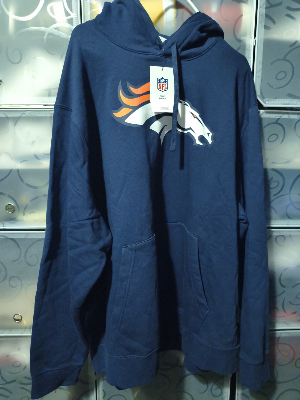 Nike NFL Denver Broncos Navy Hoodie with Orange & White Logo